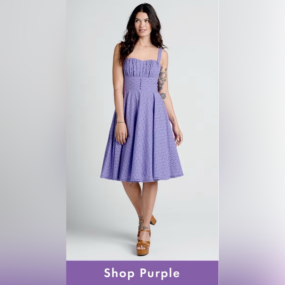 Anglaise For Days Fit and Flare Dress - PURPLE / XL by Timeless London